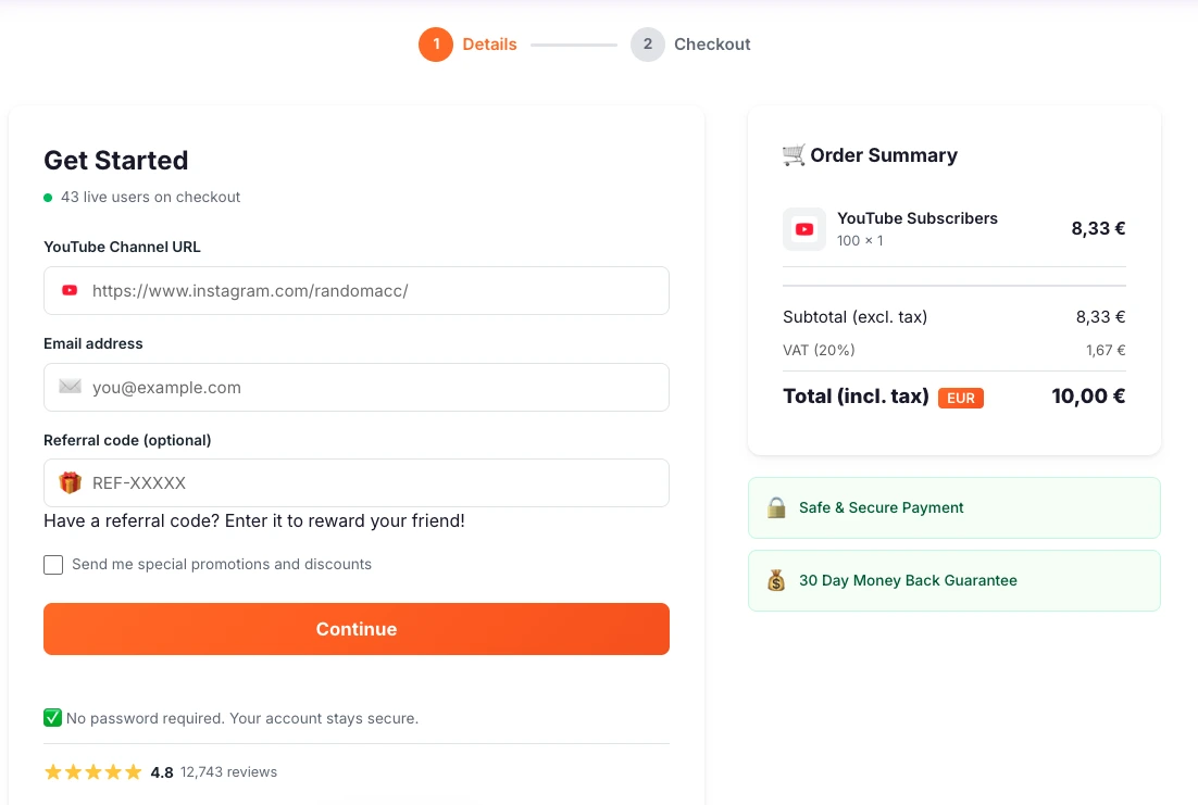 Commander des abonnés YouTube - Processus simple et sécurisé